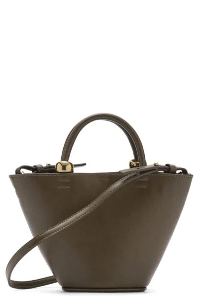 Mango Mini Faux Leather Shopper Bag In Khaki Brown