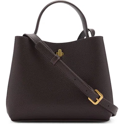 Mango Mini Faux Leather Top Handle Bag In Chocolate