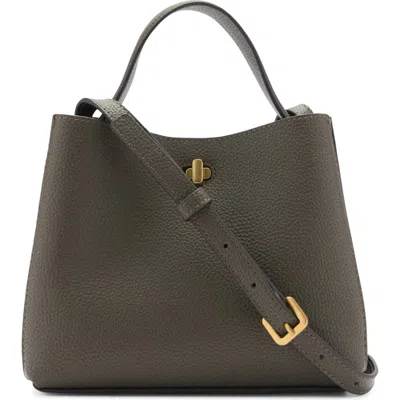 Mango Mini Faux Leather Top Handle Bag In Dark Grey