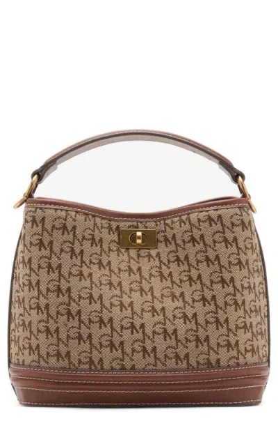 Mango Mini Logo Jacquard Shopper Bag In Brown