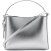 Mango Mini Metallic Faux Leather Shopper In Silver