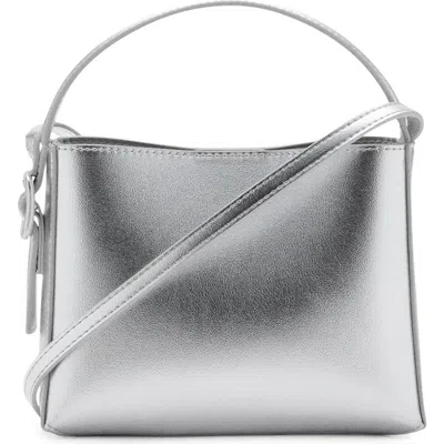 Mango Mini Metallic Faux Leather Shopper In Silver