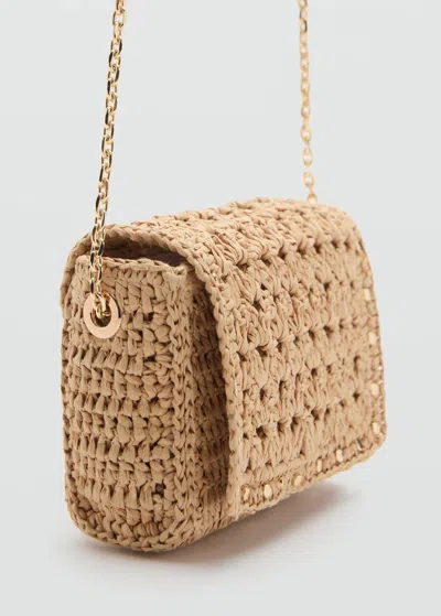 Mango Mini Natural Fiber Crossbody Bag Beige