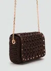 Mango Mini Natural Fiber Crossbody Bag Chocolate