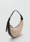 Mango Mini Oval Linen-blend Shoulder Bag Black In Black