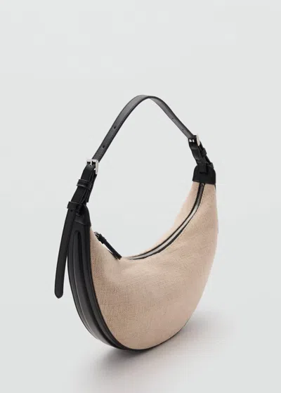 Mango Mini Oval Linen-blend Shoulder Bag Black