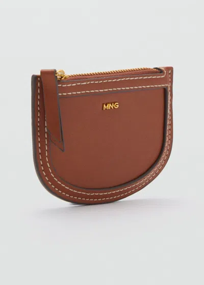 Mango Mini Oval Leather Effect Card Holder Leather