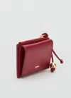 Mango Mini Porte-monnaie À Perles Bordeaux - Femme - Taille Unique -