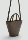 Mango Mini Shopper Bag With Metallic Detail Khaki In Khaki