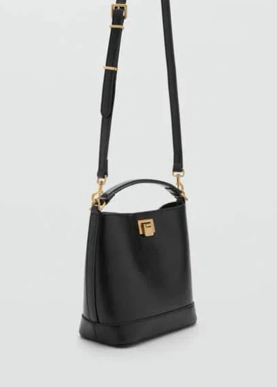 Mango Mini Shopper Bag With Metallic Detail Leather In Marron Moyen