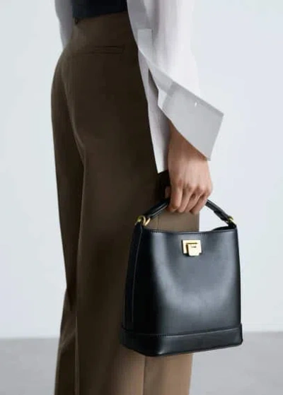 Mango Mini Shopper Bag With Metallic Detail Black In Noir