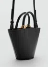 Mango Mini Shopper Bag With Metallic Detail Black