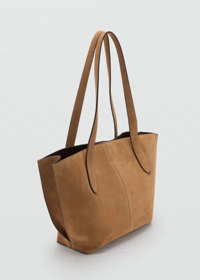 Mango Mini Sac Cabas En Suède Marron Moyen - Femme - Taille Unique -  In Brown
