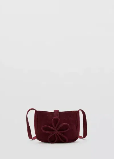 Mango Kids' Mini Sac En Cuir Détail Fleur In Grenat