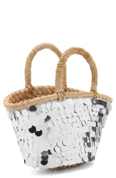 Mango Mini Sequin Basket Tote In Silver