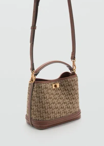 Mango Mini Shopper Bag With Printed Logo Brown