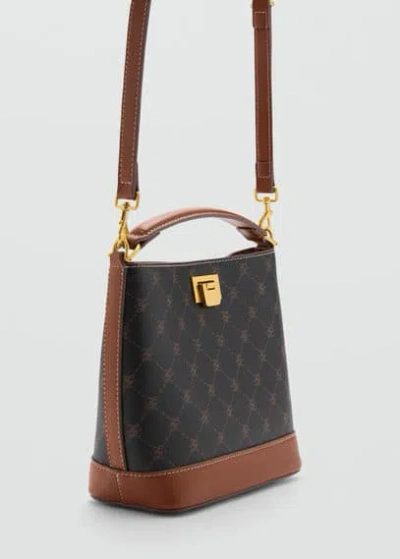Mango Mini Shopper Bag With Printed Logo Brown