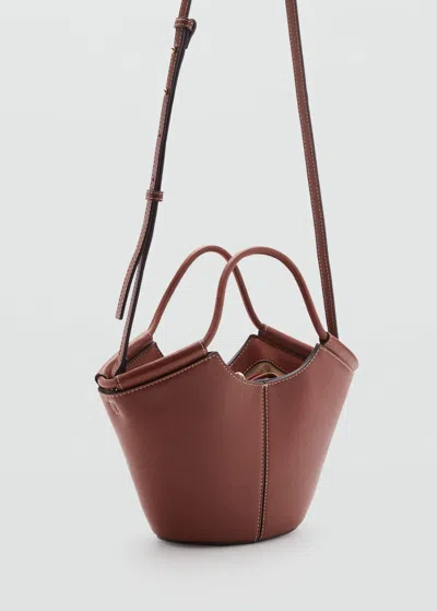 Mango Mini Shopper-style Shoulder Bag Leather