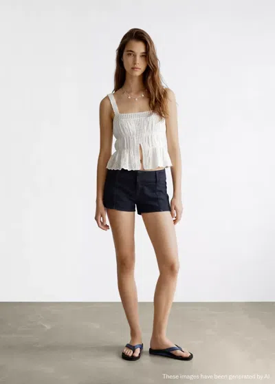 Mango Mini Short Taille Basse In Blue