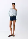 Mango Mini Shorts With Belt In Dark Blue
