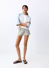 Mango Mini Shorts With Belt In Denim Grey
