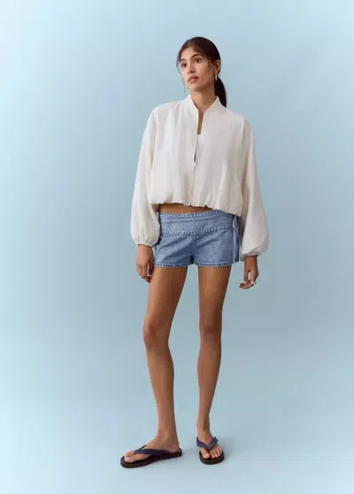 Mango Mini Shorts With Bow In Blue