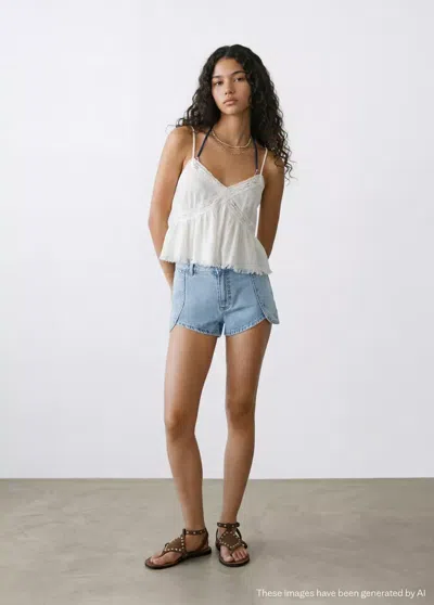 Mango Mini Shorts With Stitching Detail In Multi