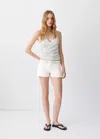 Mango Mini Shorts With Studs In Off White