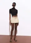 Mango Pleated Skirt Trousers In Sand