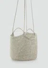 Mango Mini Sac Bandoulière En Tissu Argent - Femme - Taille Unique -