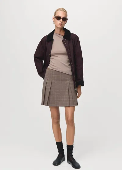 Mango Pleated Mini-skirt In Brown