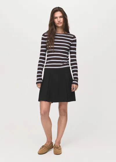 Mango Pleated Mini-skirt In Black