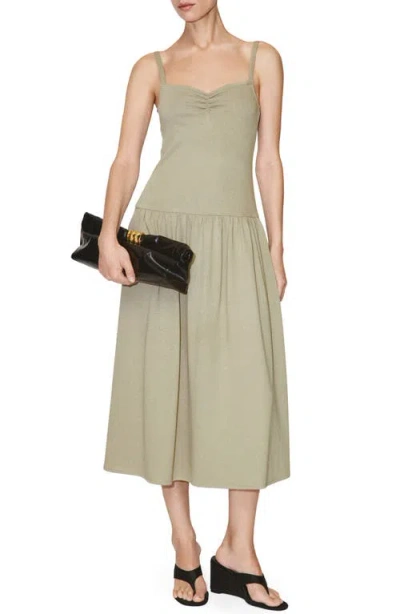 Mango Miranda Knit Drop Waist Midi Dress In Green