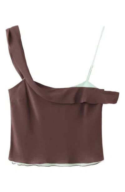 Mango Mixed Asymmetrical Top In Brown