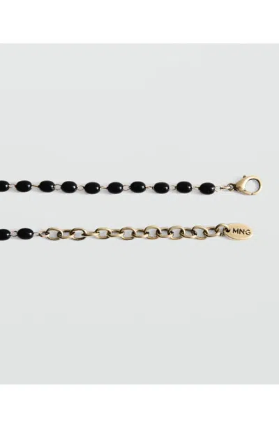 Mango Mixed Bead Pendant Y Necklace In Black