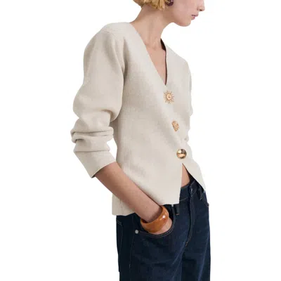 Mango Mixed Button Cardigan In Neutral