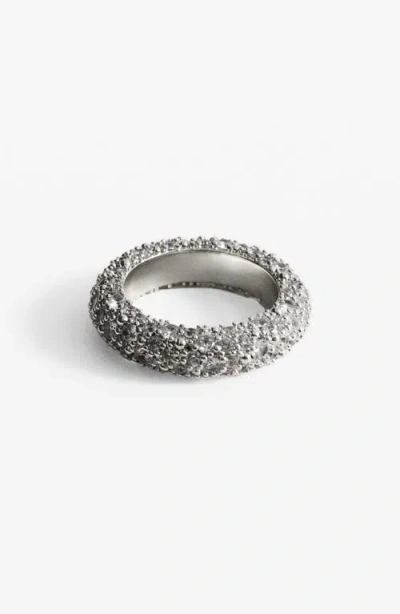 Mango Mixed Crystal Ring In Metallic