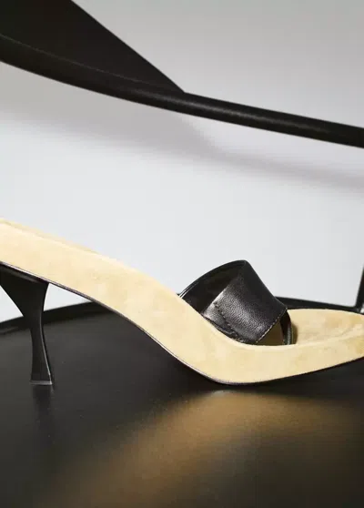 Mango Mixed Leather Heeled Sandal In Neutral