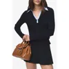 Mango Mixed Media Collar Sweater In Black