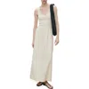 Mango Flared Dress In Combined Fabric Ecru In White