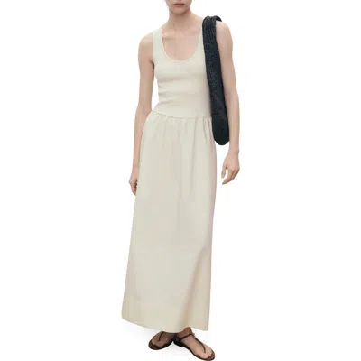 MANGO MANGO MIXED MEDIA FIT & FLARE MAXI DRESS