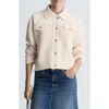 Mango Mixed Media Knit Jacket In Ecru