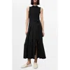 Mango Mixed Media Pleated Midi Dress In Black