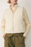 Mango Mixed Media Rib Knit Puffer Vest In Ecru