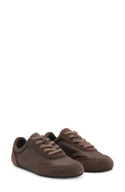 Mango Mixed Media Sneaker In Chocolate