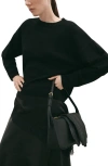 Mango Mixed Media Sweater In Black