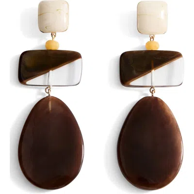 Mango Mixed Pendant Drop Earrings In Brown