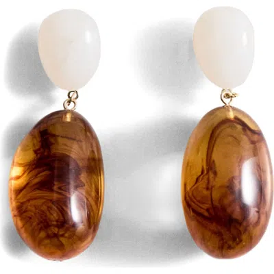 Mango Mixed Pendant Drop Earrings In Brown