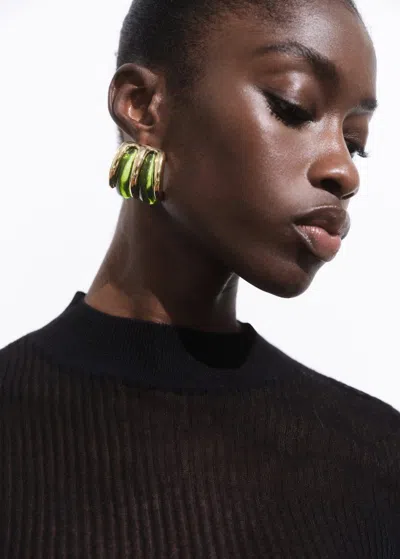 Mango Boucles D'oreilles Résine Combinées Or - Femme - Taille Unique -