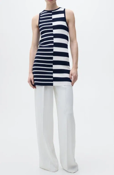 Mango Mixed Stripe Sweater Dress In Blue
